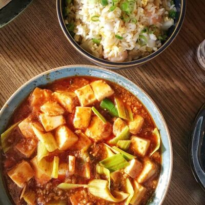 mapo dofu and fried rice